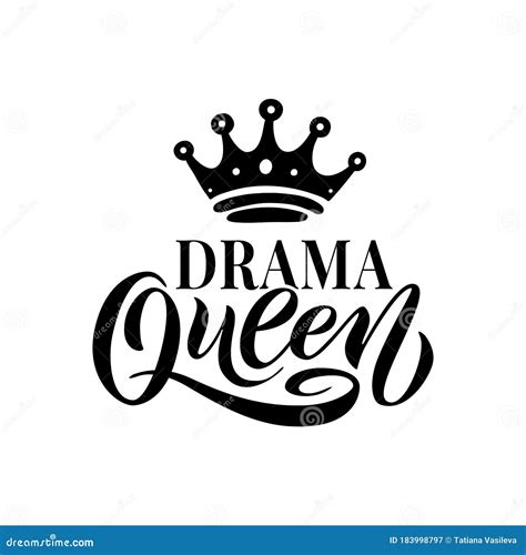 Drama Queen Word With Crown Hand Lettering Text Vector Illustration