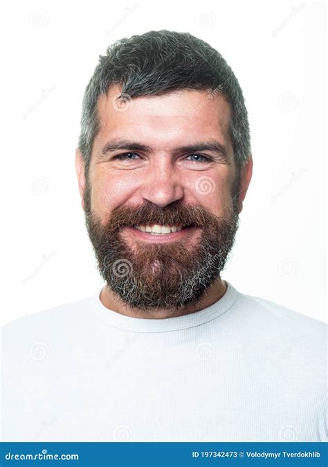 Bearded Man Happy Man Smile Face Handsome Smiling Young Guy Stock