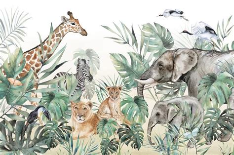 Safari Customized Wallpaper For Children With Animals Wall Mural