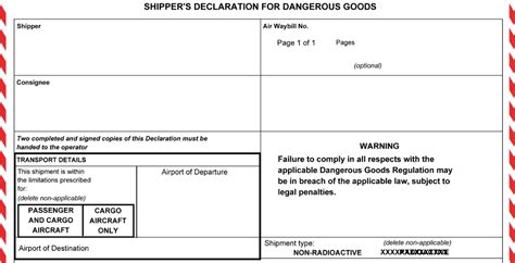 Creating The Iata Dangerous Goods Form The Shippers Declaration For