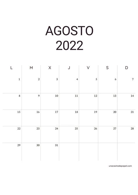 Calendarios Para Imprimir 2022 Agosto Imagesee