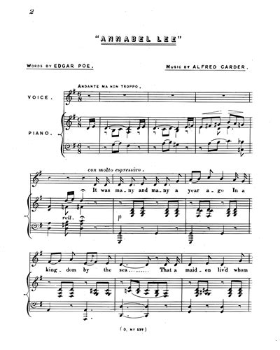 Annabel Lee Sheet Music By Alfred Carder Nkoda