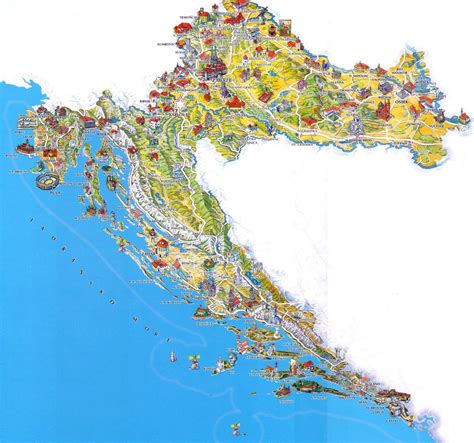 Mapa Turystyczna Chorwacji Atrakcje Turystyczne I Zabytki Chorwacji