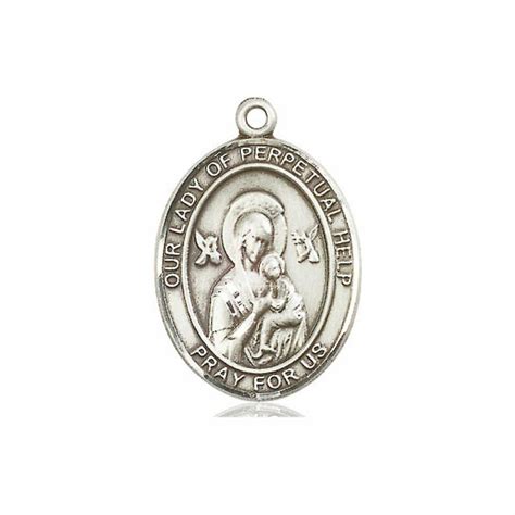 Our Lady Of Perpetual Help Medal Sterling Silver Oval Pendant 3 Sizes
