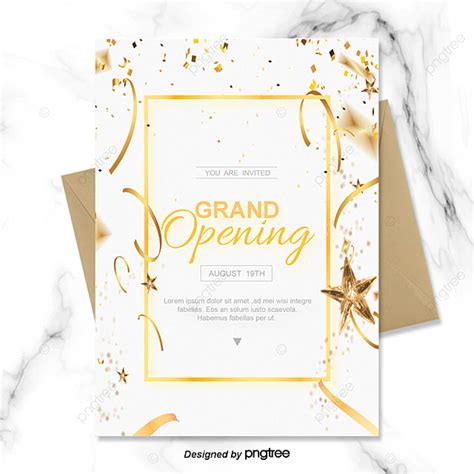 Grand Opening Poster Golden Invitation Template Template Download On