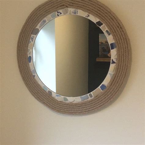 Large Round Sea Glass Mirror Isle Of Wight Beach Home Decor Etsy