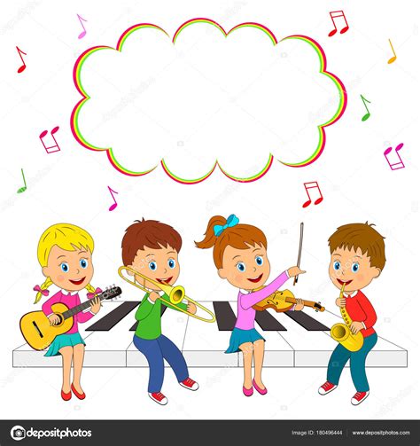 Niños Y Niñas Tocando Música Vector De Stock Por ©iris828 180496444