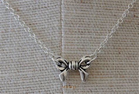 Silver Bow Necklace Bow Necklace Jewelry Necklace Layered Silver Bow