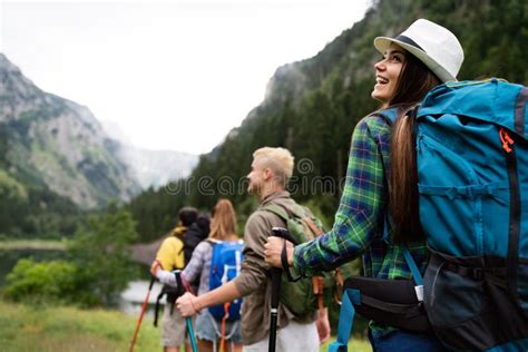 Adventure Travel Tourism Hike And People Concept Group Of Happy