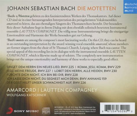 Johann Sebastian Bach Motetten Bwv 225 230 Cd Jpc
