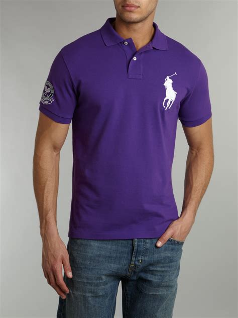 Polo Ralph Lauren Wimbledon Big Pony Mesh Polo Shirt In Purple For Men