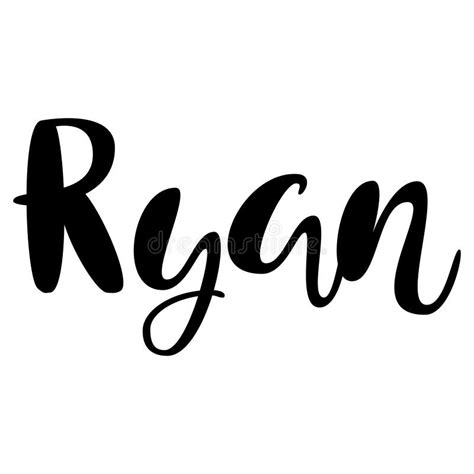 Male Name Ryan Lettering Design Handwritten Typography Vector