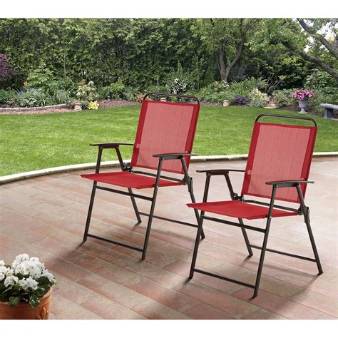 Mainstays Pleasant Grove Sling Folding Chair Set Of 2 Red Walmart