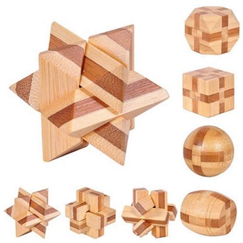 Buy Wooden Blocks Brain Teaser Puzzles Set 3d Interlocking Wood Jigsaw
