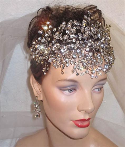 Bridal Vine Bridal Forehead Band Swarovski Crystal Etsy Bridal Headband Veil Bridal Headpiece