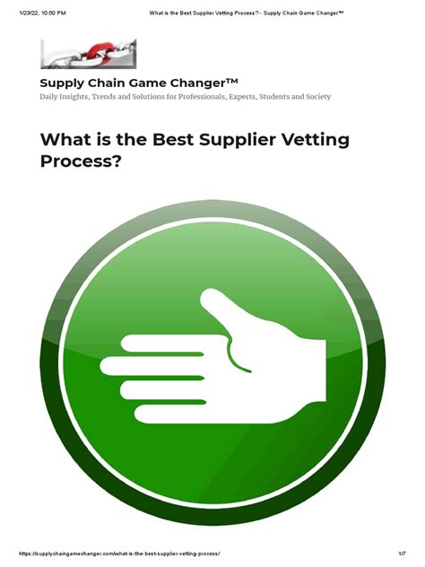 What Is The Best Supplier Vetting Process Supply Chain Game Changer