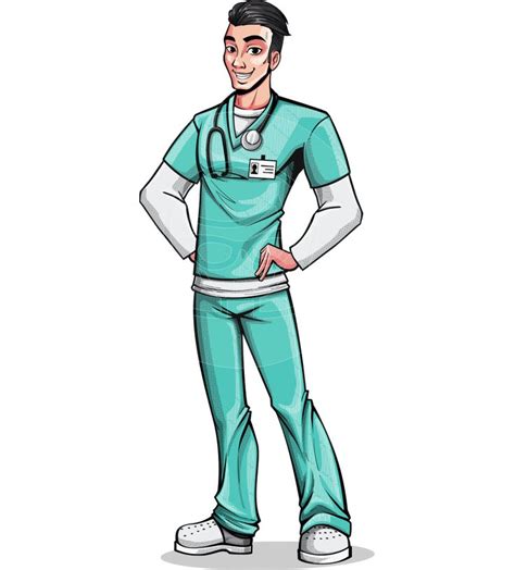 Pop Art Style Male Nurse Cartoon Character GraphicMama In 2021