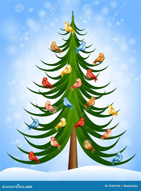 Christmas Tree Birds Stock Images Image 7049764