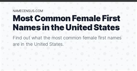Most Common Female First Names In The United States