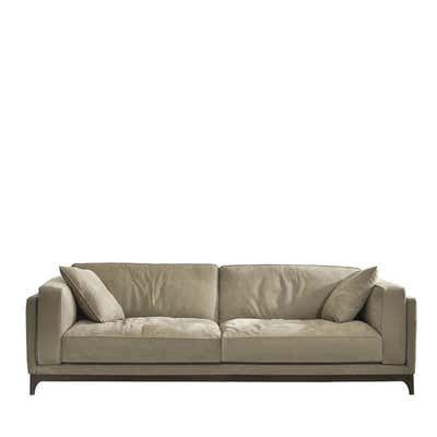 This beautiful sofa offers a comfortable seating experience. Roger Mocha Leather Sofa For Sale at 1stDibs