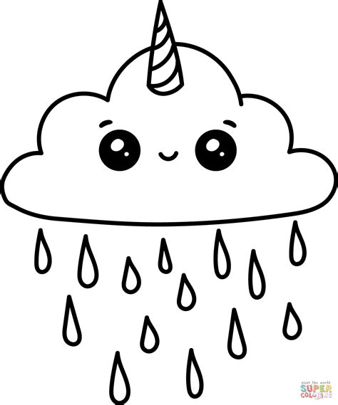 Dibujo De Nube Kawaii Unicornio Para Colorear Dibujos Para Colorear