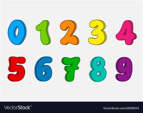 Set Colorful Numbers Cartoon Kids Figures Number Vector Image