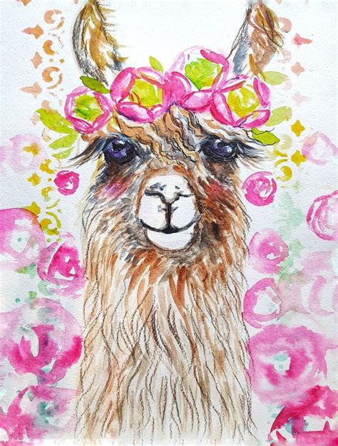 Llama Nursery Art Original Watercolor Painting Of Llama Llama Art