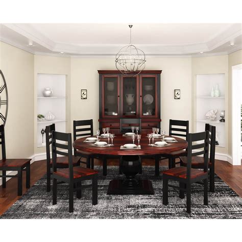 Illinois Modern Two Tone Solid Wood Round Dining Room Set Round