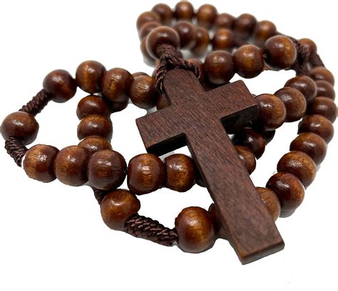 Rosaries For Men Mens Dark Brown Wooden Rosary Beads Corded