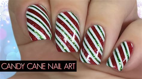 Candy Cane Christmas Nail Art Tutorial Youtube