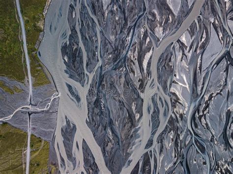 Aerial View Of Glacier River In Iceland Stock Image Image Of Glacier