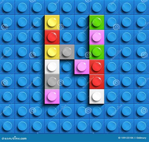 Colorful Letters N Of Alphabet From Building Lego Bricks On Blue Lego Brick Background Blue