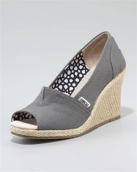 Toms Canvas Espadrille Wedge In Gray Lyst