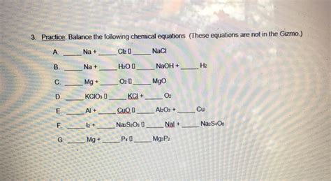 Sodium is a metal so soft you can cut it with a knife. Chemical Equations Gizmo Worksheet Answer Key - Tessshebaylo