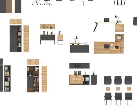 Floor Plan 2d Office Furniture Top View 3d Render Realistic P1 3d Model