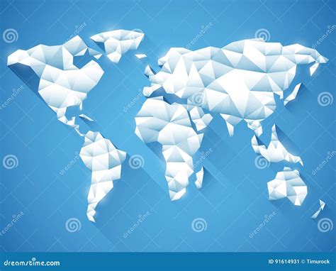 Polygonal World Map Stock Vector Illustration Of Travel 91614931