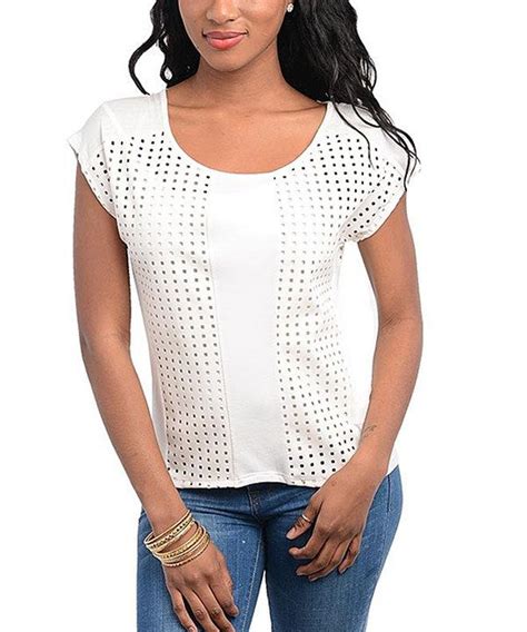Look At This Ami Sanzuri Ivory Perforated Scoop Neck Top Women On