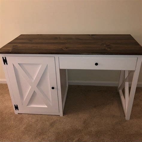 Rustic X Farmhouse Computer Desk With Drawer Etsy Desk With Drawers