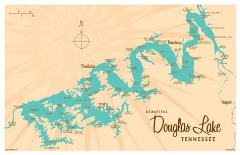 Douglas Lake Tn Map Print
