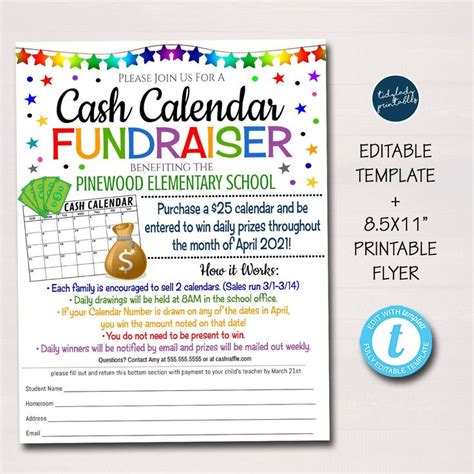 Cash Calendar Fundraiser Flyer Template All Text Is Editable So You