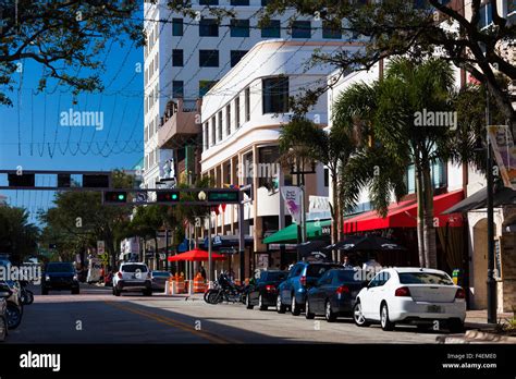 Usa Florida West Palm Beach Clematis Street Downtown Stock Photo