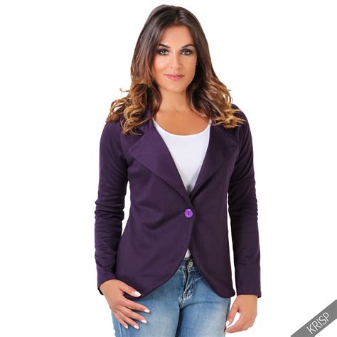 Krisp Womens Slim Fit Casual Smart Jersey Blazer Ladies Office Jacket