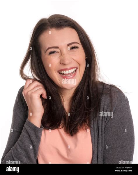 Pretty Woman Face Laughs And Is Happy Stock Photo Alamy