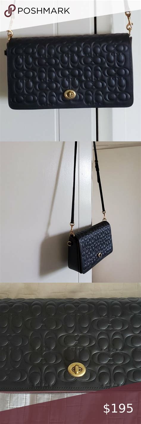 coach dinky in signature leather crossbody black leather crossbody leather coach crossbody bag