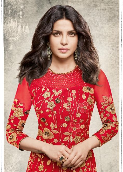 Buy Priyanka Chopra Red Color Straight Cut Salwar Kameez In Uk Usa And Canada