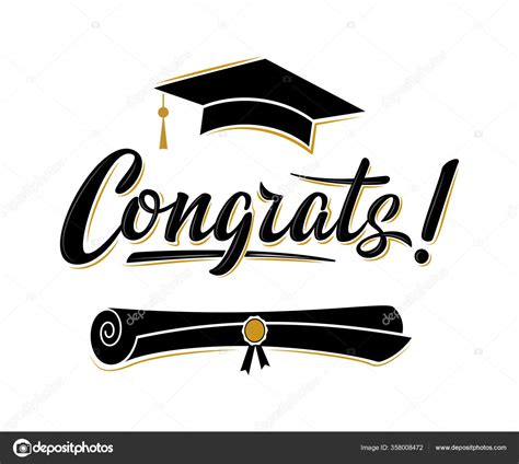 Congrats Greeting Sign Graduation Party Class Academic Cap Diploma Stock Vector Image By