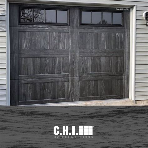 Stamped Carriage House Garage Door In New Carbon Oak Realistic Faux