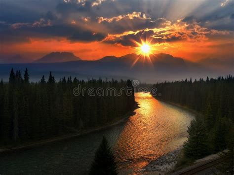 Canadian Rockies Sunset Banff National Park Stock Image Image Of