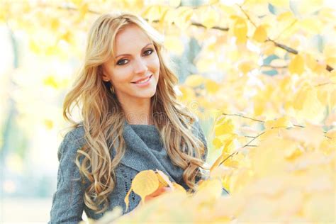 Woman In Autumn Park Stock Photo Image Of Beauty Yellow 59732760