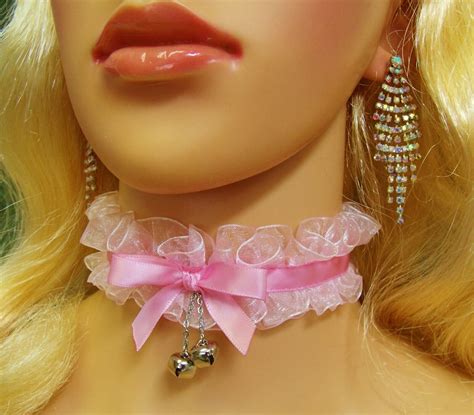 any size choker collar pink lace sissy plus bells bdsm ddlg fairy kitten kawaii ebay